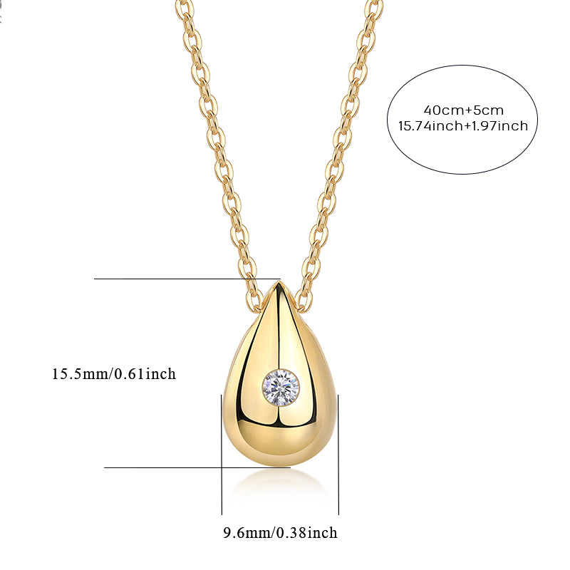 Dreamy Water Drop - A Trendy Diamond Jewelry Necklace Pendant Set With 1-carat Moissanite S925 Sterling Silver And Gold Plating