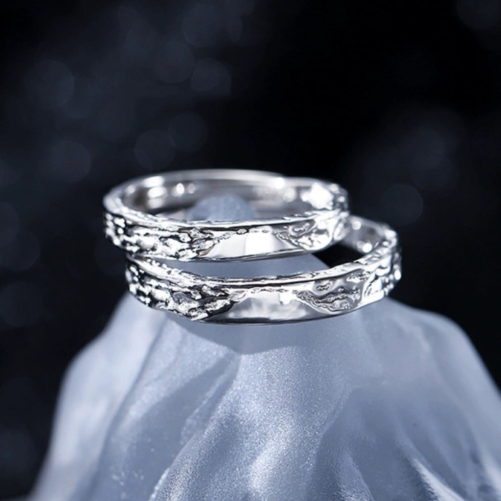 S999 Pure Silver Glacier Couples Openings Couple Rings Couple Style