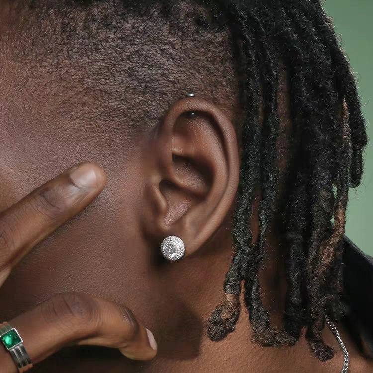 1 Pair Hip Hop Wedding  Zircon Stud Earrings,Sparkling,Unisex,Daily Accessories And Women's Jewelry