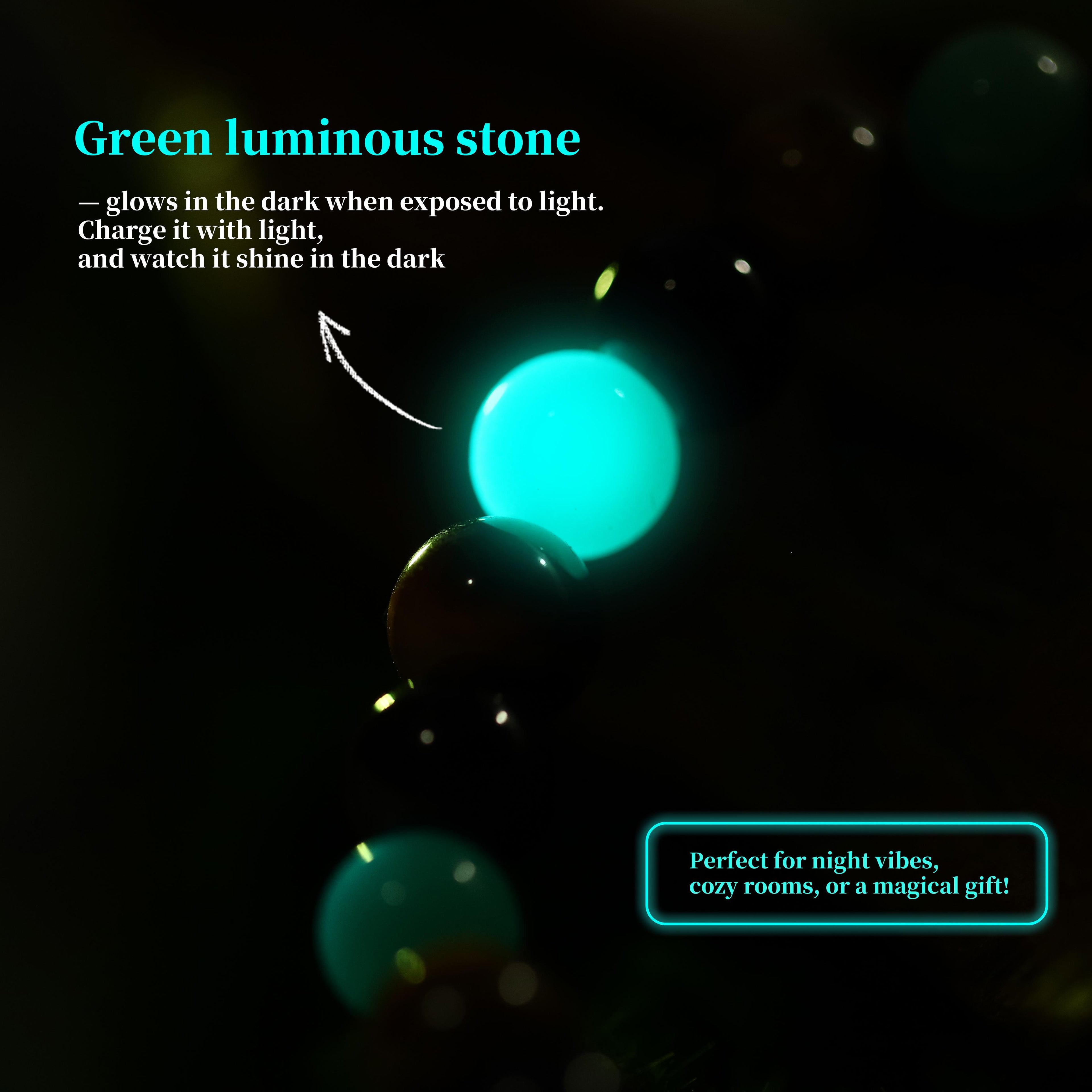 Green Luminous Stone Glows In The Dark Charges With Light 22g 22cm Ideal Gift For Wealth Success & Positive Vibes Home Decor