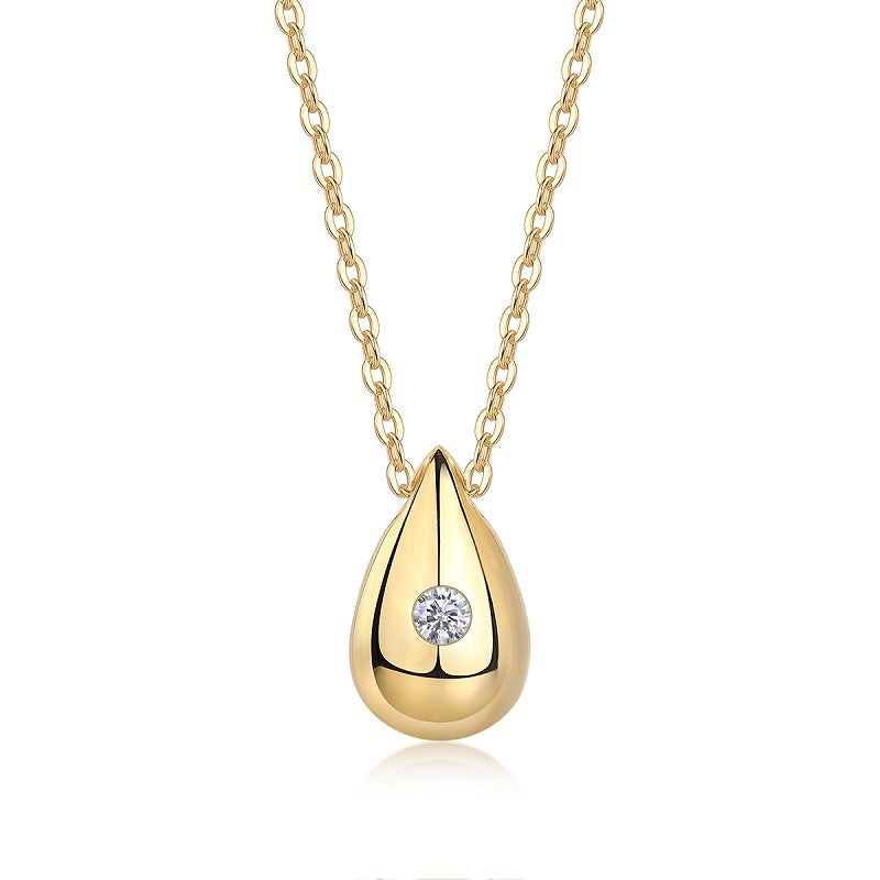 Dreamy Water Drop - A Trendy Diamond Jewelry Necklace Pendant Set With 1-carat Moissanite S925 Sterling Silver And Gold Plating
