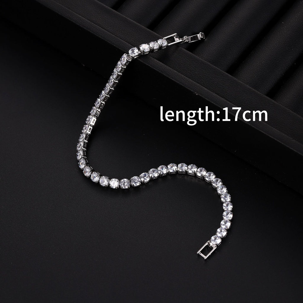 Sleek Luxury Sparkling Zircon Bracelet,Detachable Extender Chain,Unisex For Daily Wear, Christmas Outfits And Beach Occasions