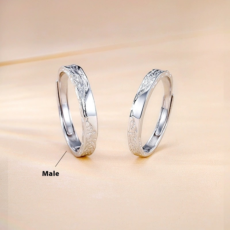 S999 Pure Silver Glacier Couples Openings Couple Rings Couple Style