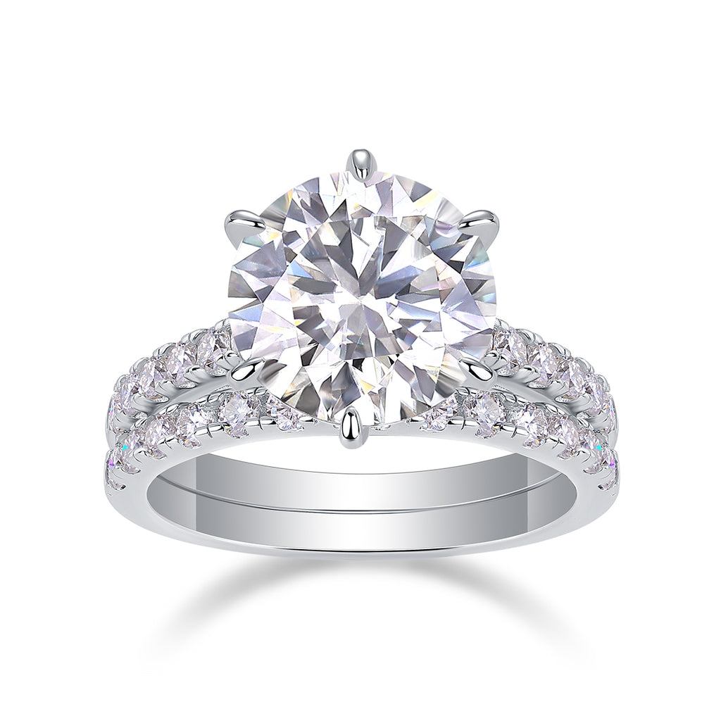 Arrange Large Diamond Rings Luxuriously And Fashionably Set With Moissanite Silver Rings