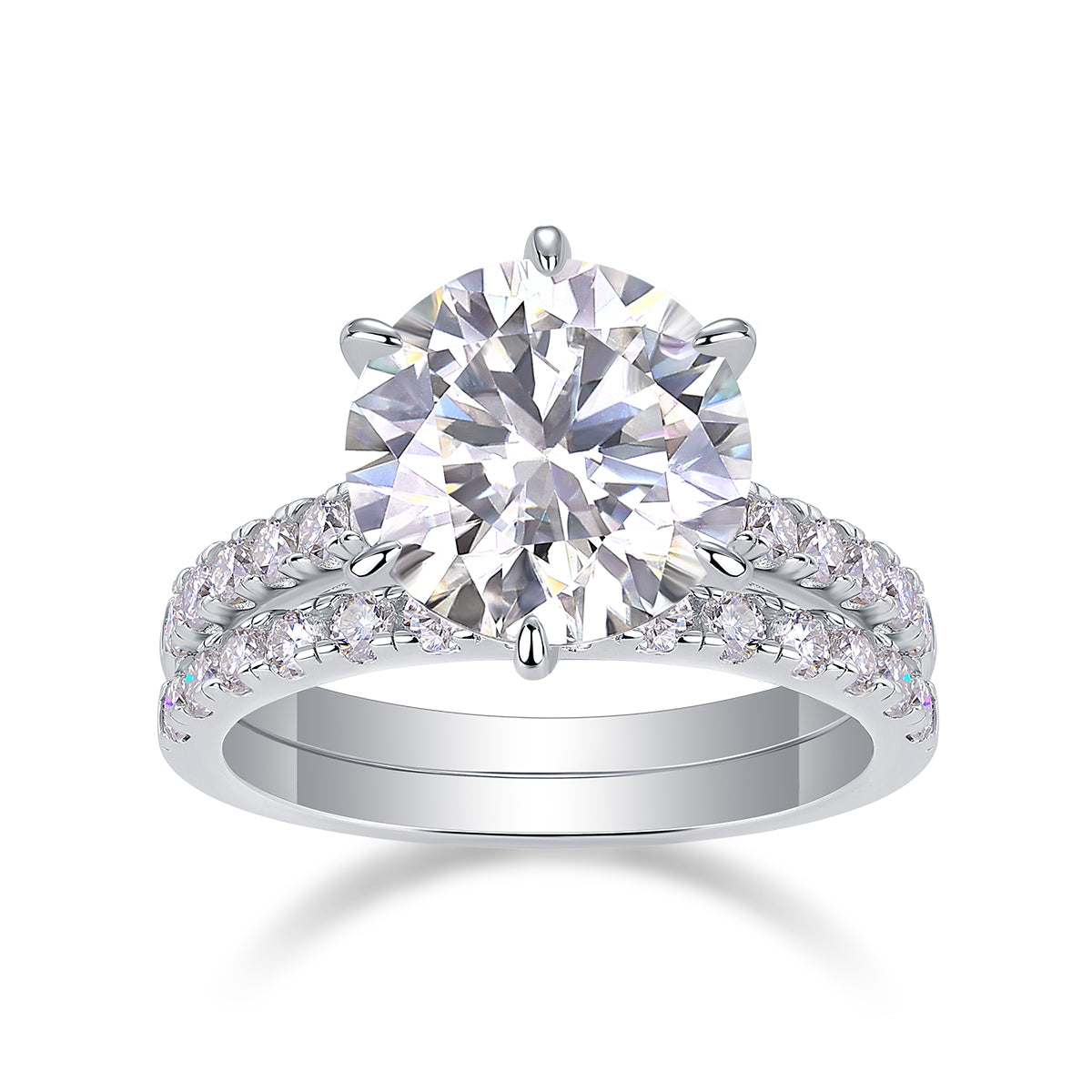 Arrange Large Diamond Rings Luxuriously And Fashionably Set With Moissanite Silver Rings