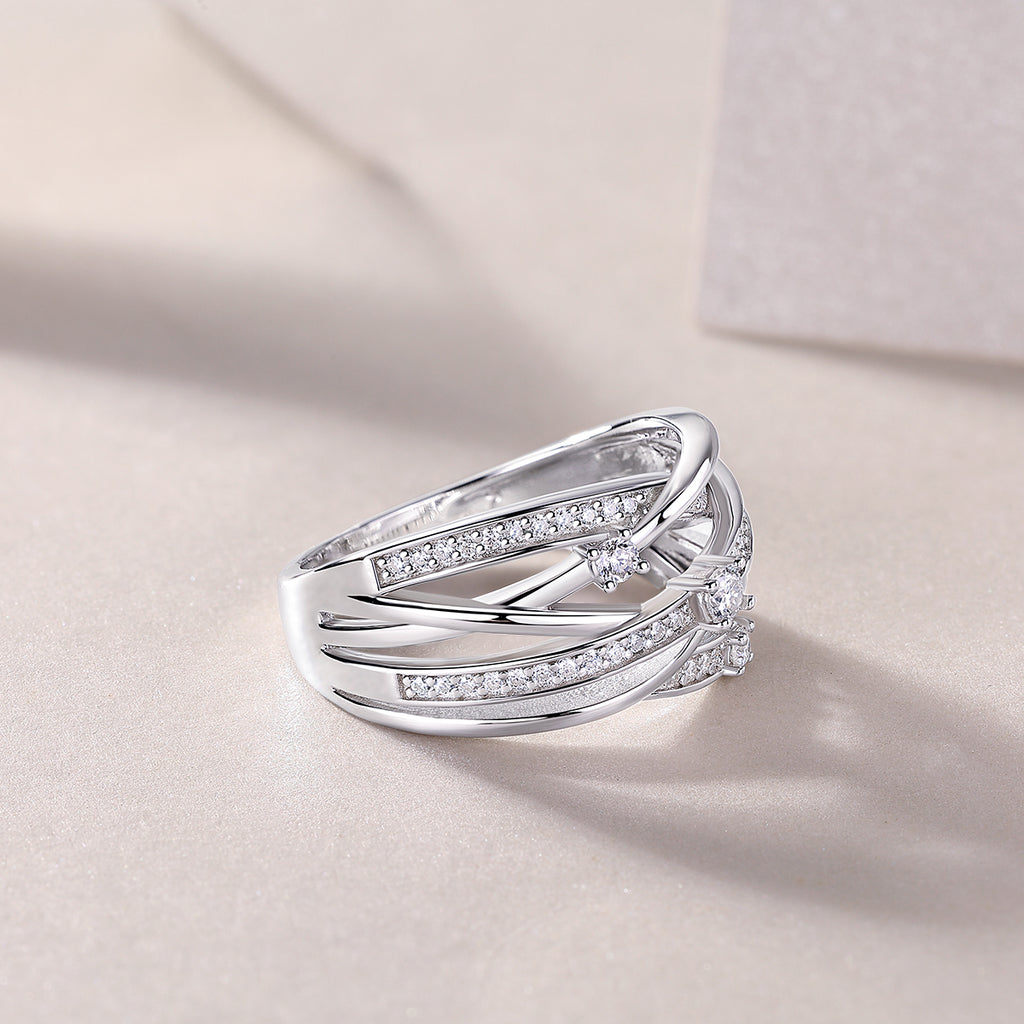 Star Ring Diamond Ring Luxury Fashion Set Moissanite Silver Ring