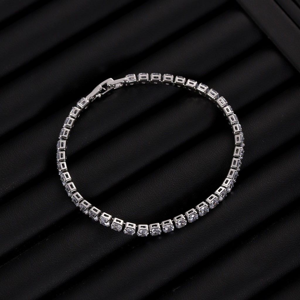 Sleek Luxury Sparkling Zircon Bracelet,Detachable Extender Chain,Unisex For Daily Wear, Christmas Outfits And Beach Occasions