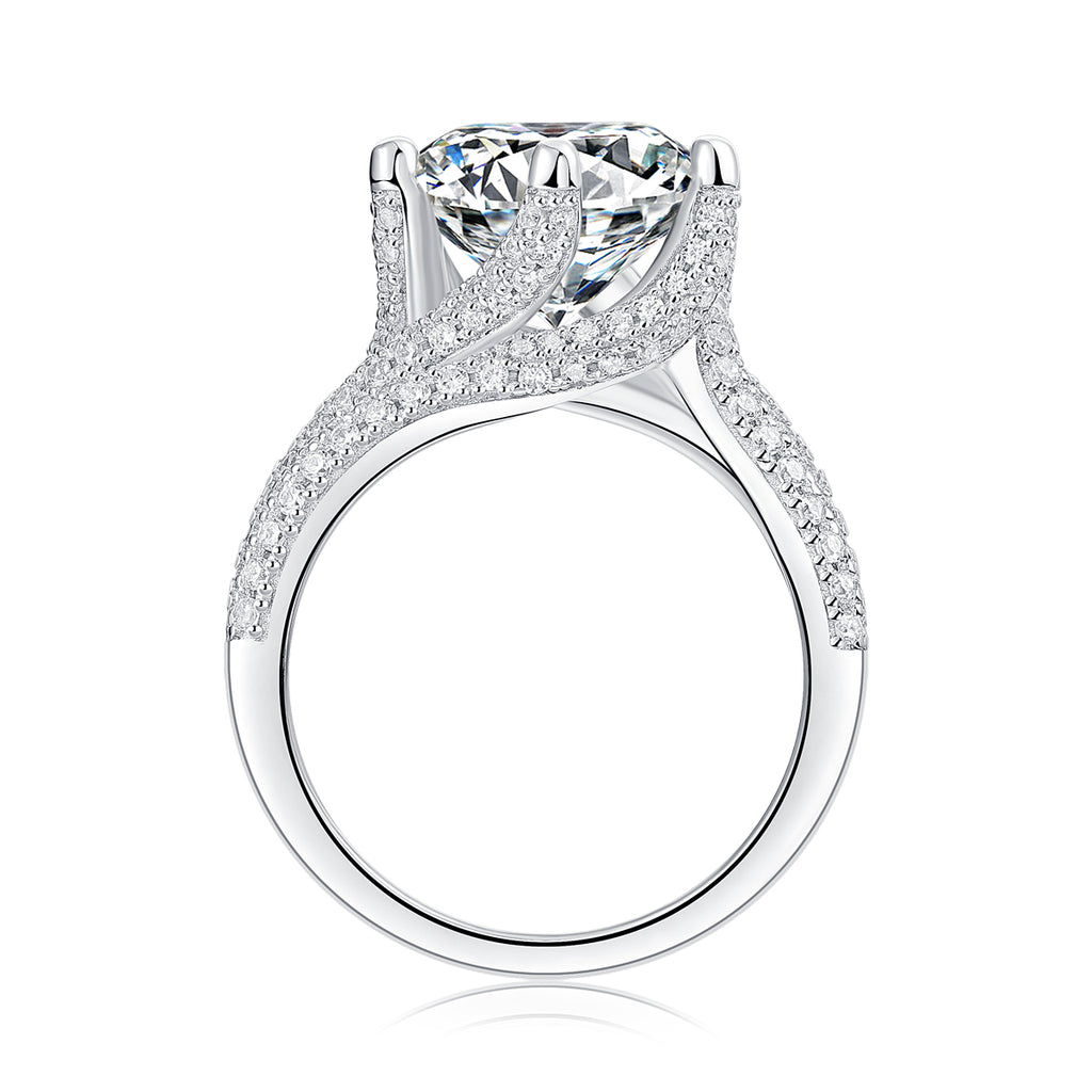 Luxury Fashion Large Diamond Ring Moissanite Silver Ring