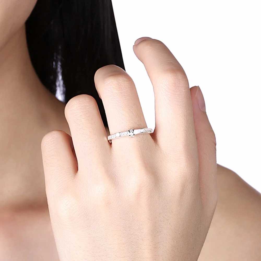 925 Sterling Silver Simple Bowknot Crystal Rings For Women