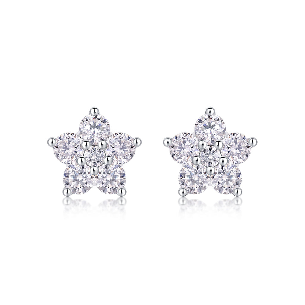 Paris Flower - Fashionable And Luxurious Diamond Jewelry Set With Moissanite S925 Sterling Silver And Platinum-plated Stud Earrings