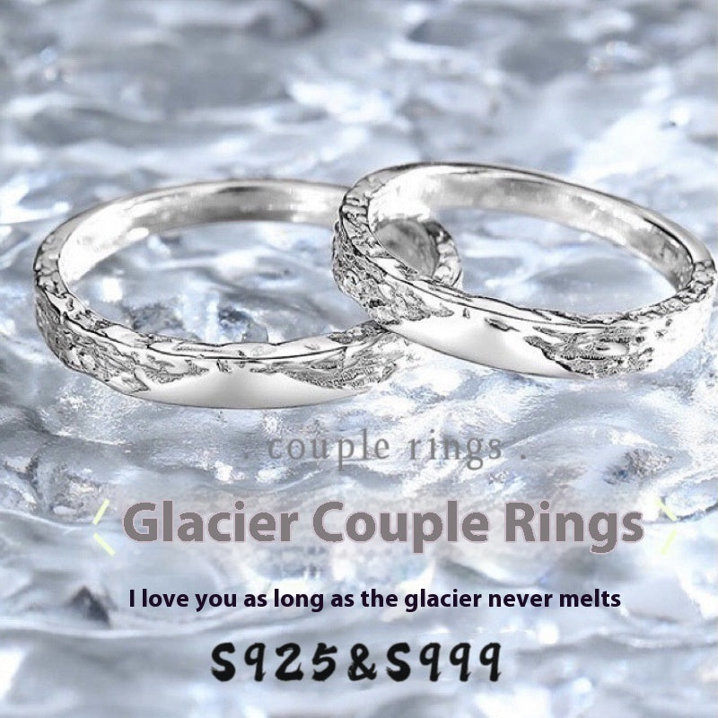 S999 Pure Silver Glacier Couples Openings Couple Rings Couple Style