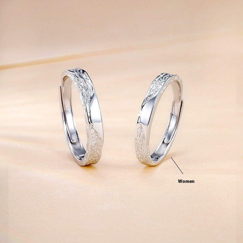 S999 Pure Silver Glacier Couples Openings Couple Rings Couple Style